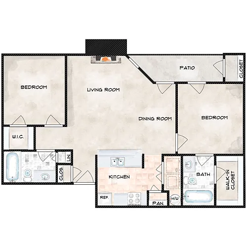 Floor plan 2 Bed 2 Bath