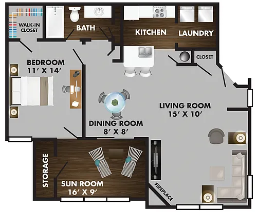 Floor plan Bel-aire with Sunroom-Renovated