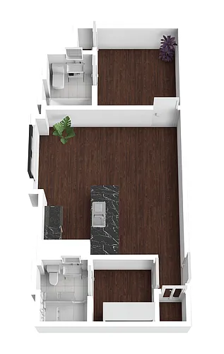 Floor plan One Bedroom Two Bath