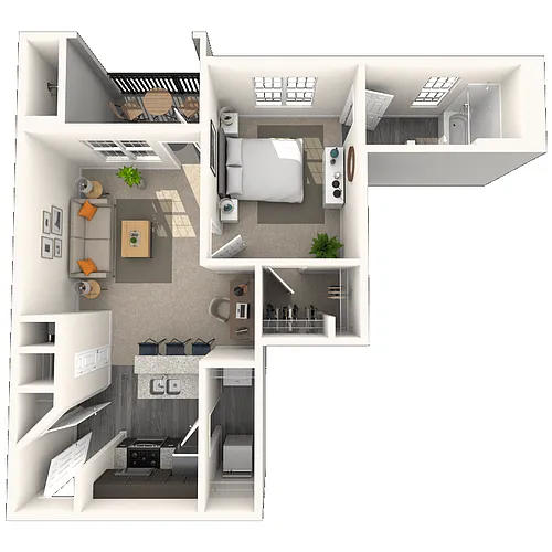 Floor plan Traditional 1x1 601 SF