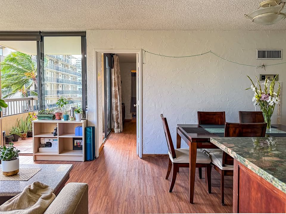 Comfortable shared living space with lots of light.