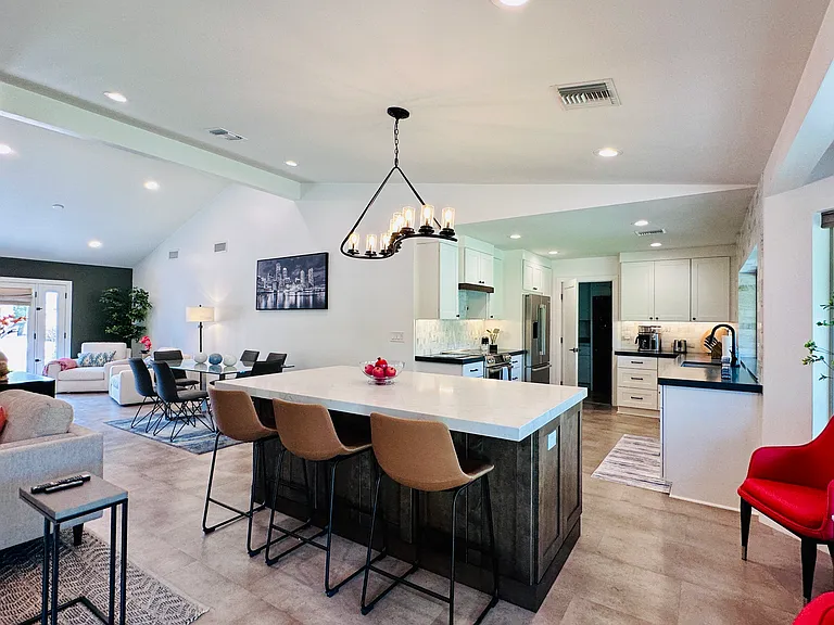 Massive center island perfect for meal prep and casual entertaining