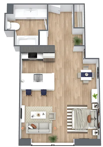 Floor plan S3: 0 Bed 1 Bath