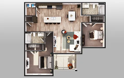 Floor plan 2 BR/2 BA