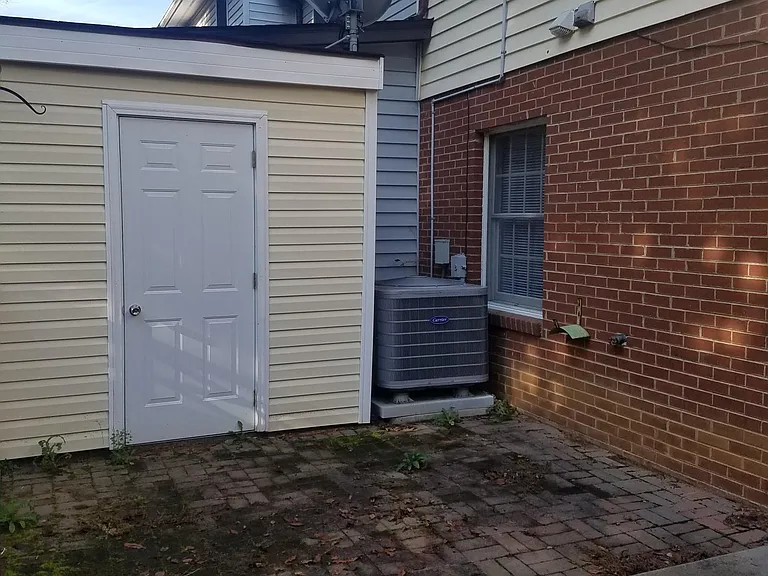 Back Patio with storage shed