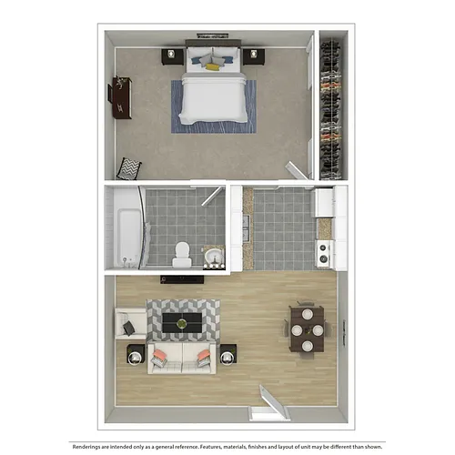 Floor plan One Bed, One Bath A