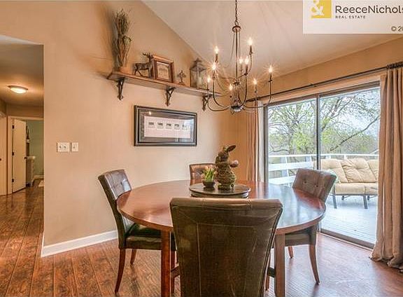 Formal dining room walks out to large upper deck