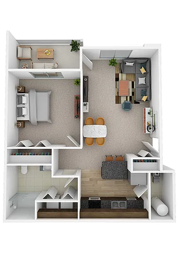 Floor plan 1 Bedroom / 1 Bathroom