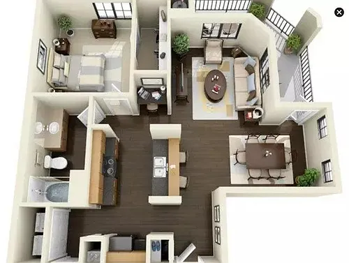 Floor plan 1X1-893