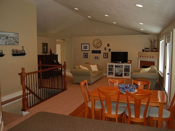 View from Kitchen of eating area and living room