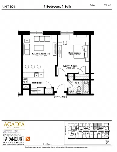 Floor plan 1 Bedroom + Loft | 1 Bath 1 Bed 1 Bath