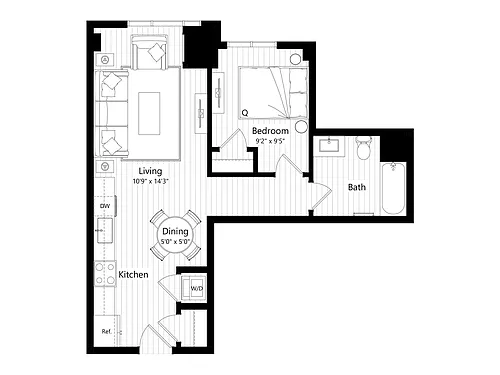 Floor plan MA14 | 1 Bed | 1 Bath