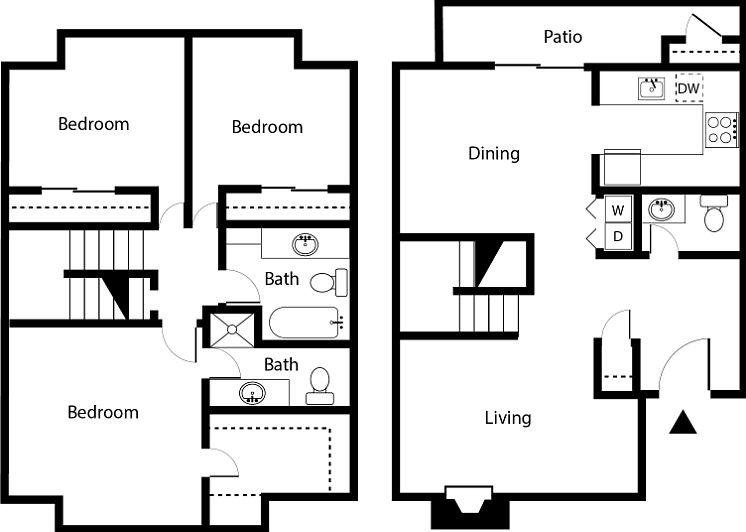 3 Bedroom 2.5 Bathroom Floorplan Diagram