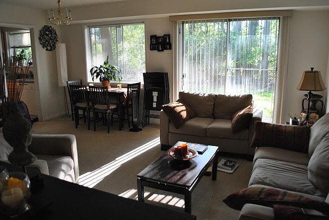 Living room; kitchen is at far left