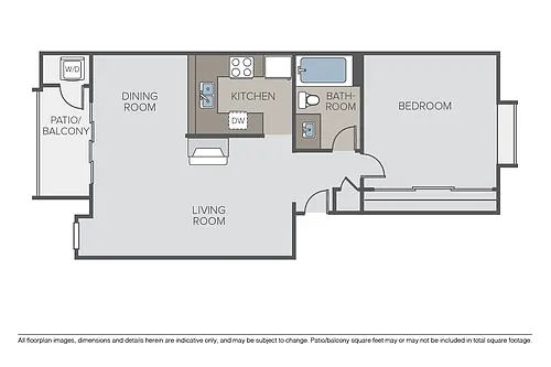 Floor plan 1 Bed 1 Bath (A)