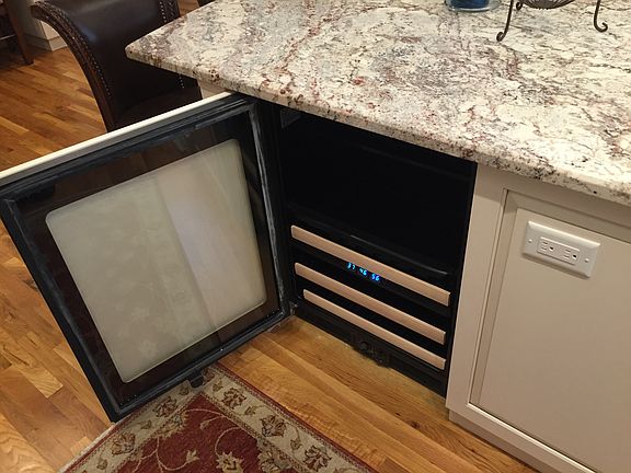 Wine fridge in island