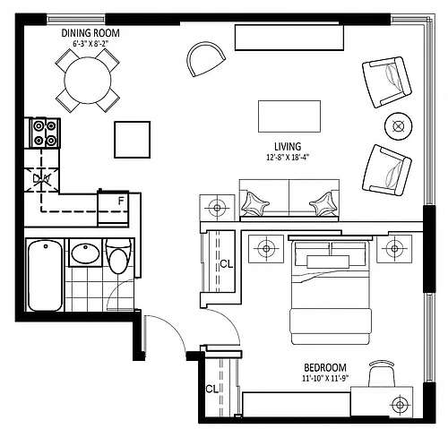 Floor plan 855 Jervis - Plan E