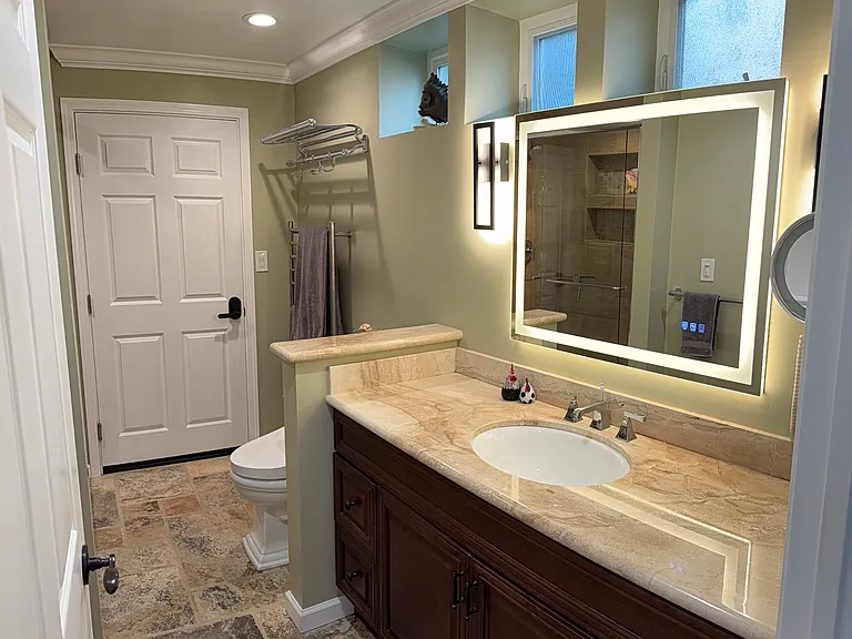 Primary bathroom with LED mirror