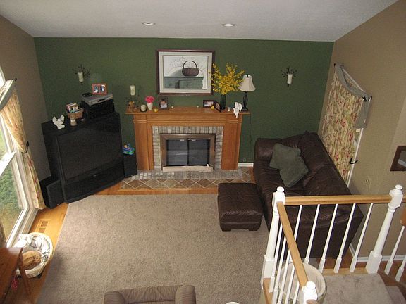 Warm living room with fireplace