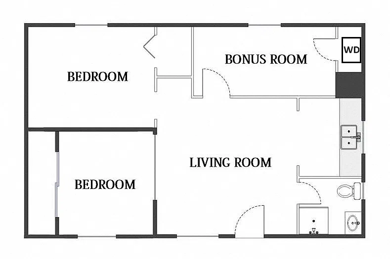 Floor plan 2 Bed / 1 Bath: Type A