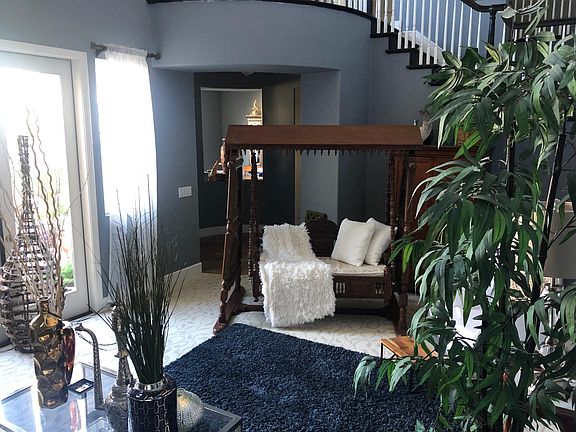 Living room with french door opens in the front yard