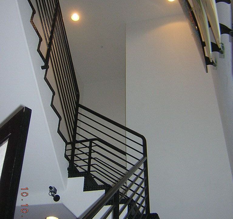 spiraling metal staircase 