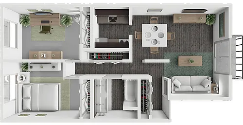 Floor plan 1 Bedroom 1 Bath with Office