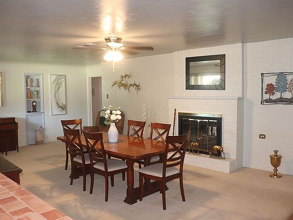 Dining with gas fireplace 