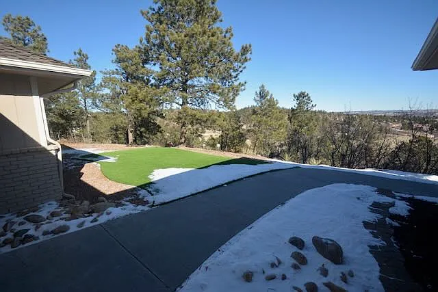Front yard, turf, walkway, and look at that view