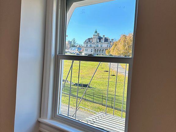 View of the Estherwood mansion from the living room