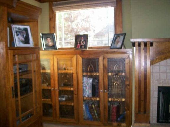 Built in custom Stained Glass Bookcases