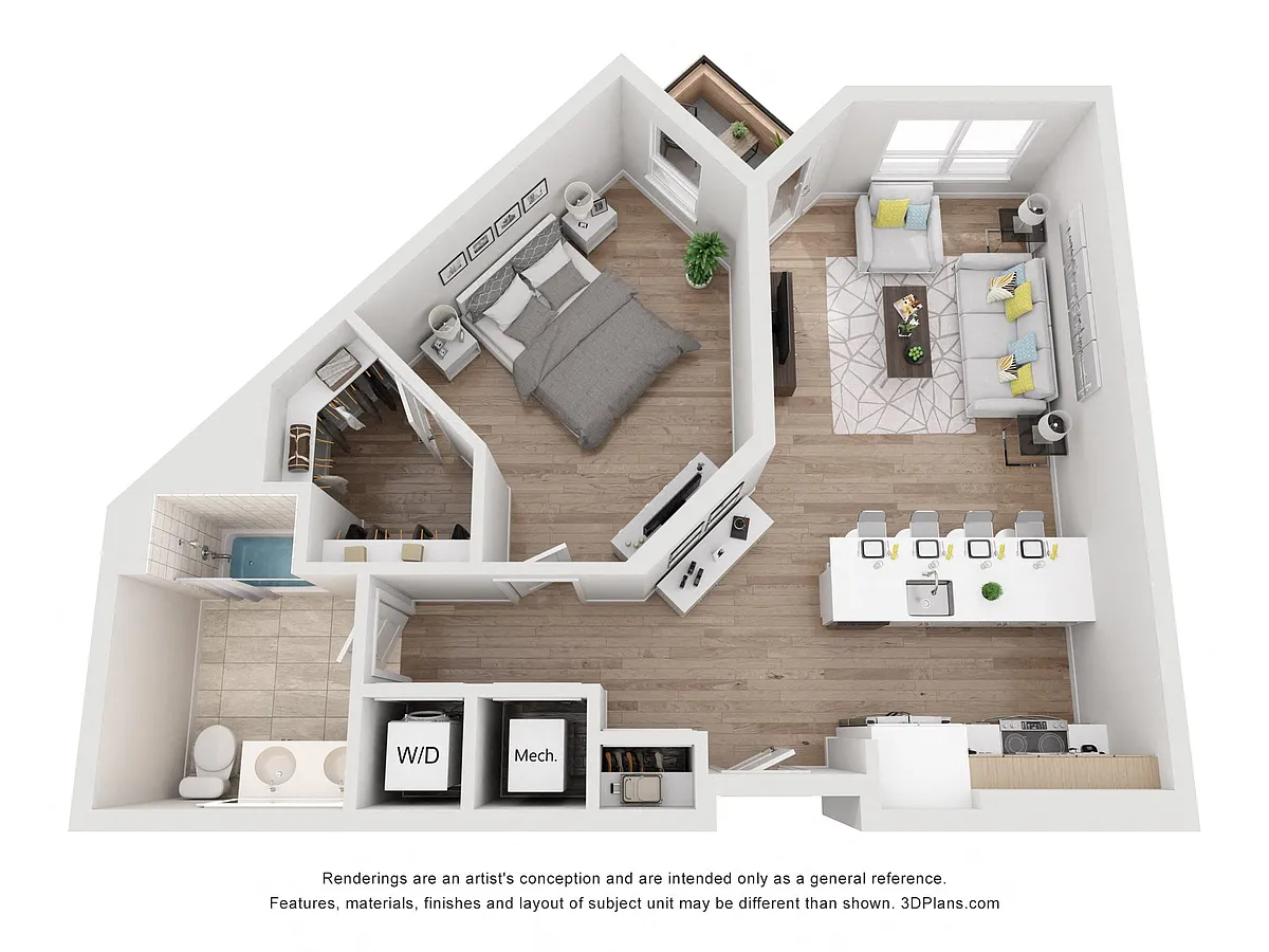 Floor plan Avenue G | 1 Bed/1 Bath-AW-04.1
