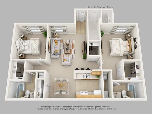 Floor plan Two Bedroom Two Bath