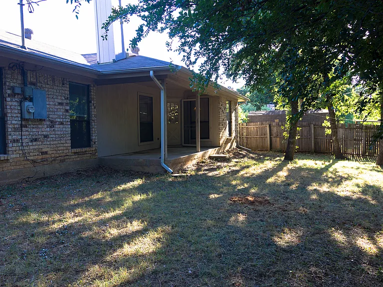 Backyard with covered patio