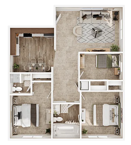 Floor plan 3 Bed, 2 Bath