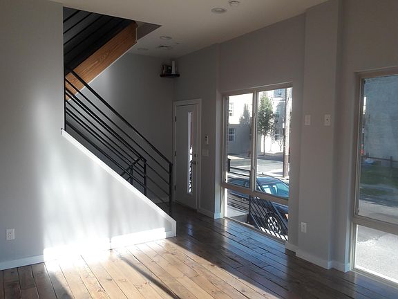 View of the front door from the living room
