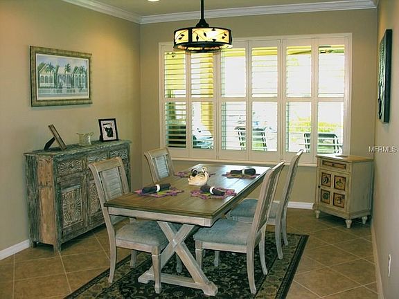 The dining room has nice view of the lake.
