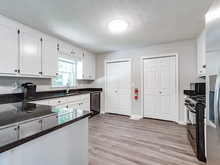 Kitchen with new Counters and Fridge