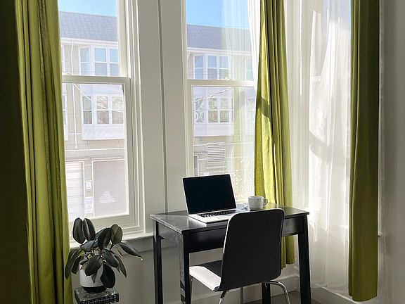 The bay window is a great place to work from home.
