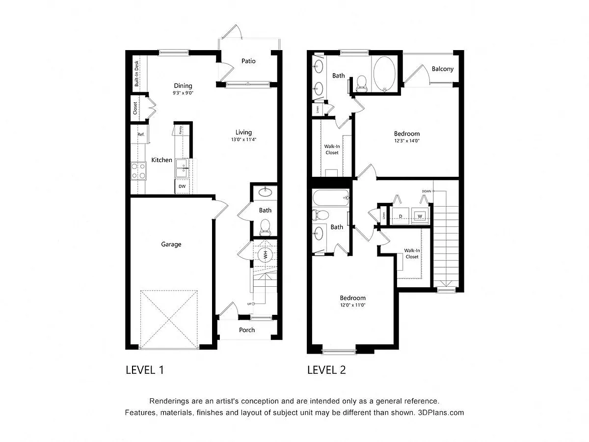 Floor plan Two Bedroom Townhome - B6 (Wheelchair Accessible)