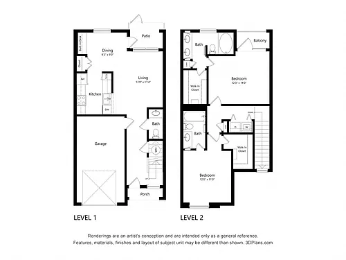 Floor plan Two Bedroom Townhome - B6 (Wheelchair Accessible)