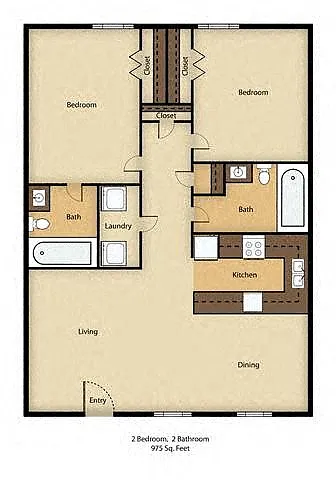 Floor plan 2 Bedroom, 2 Bathroom