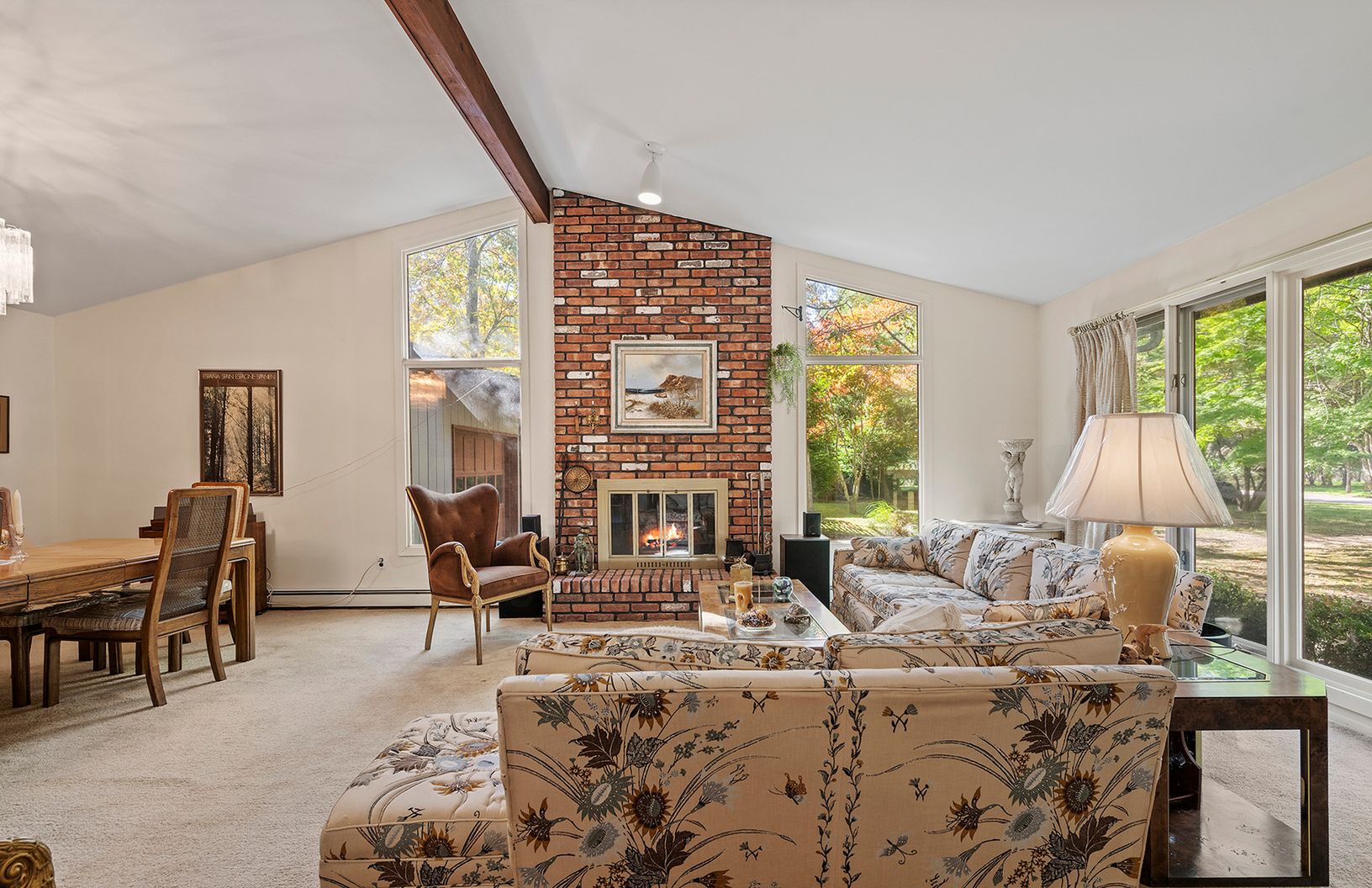  formal living room with wood burning fireplace 