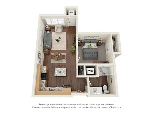 Floor plan One Bedroom A - 50%