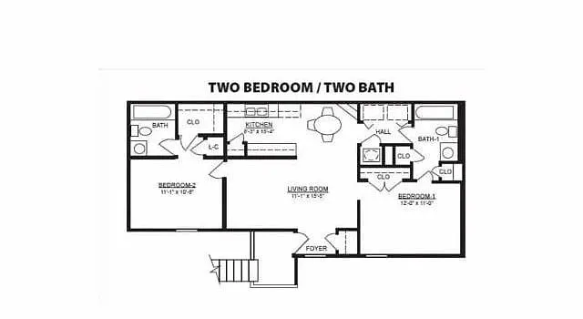Floor plan 2 BR 2 BA