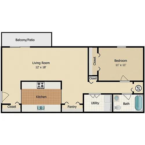 Floor plan ONE BEDROOM