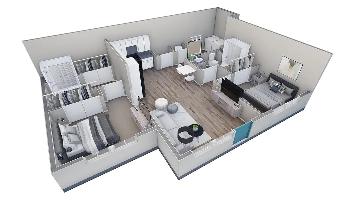 Floor plan 2 BR 2 Bath Horizon Courtyard