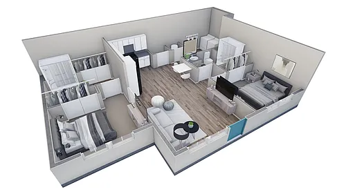 Floor plan 2 BR 2 Bath Horizon Courtyard