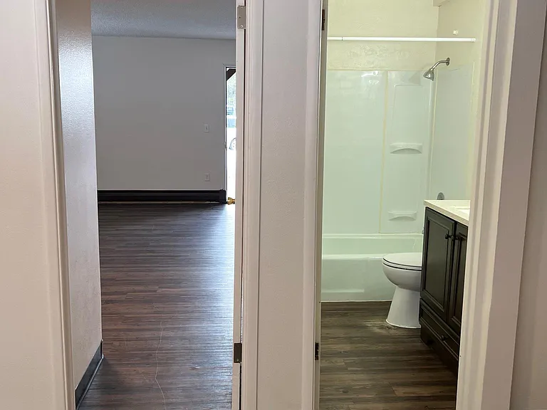 from the bedroom main lounge/kitchen on the left and a bathroom on the right