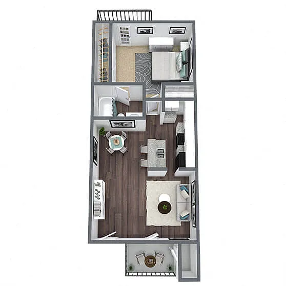 Floor plan A3: 1 Bed 1 Bath